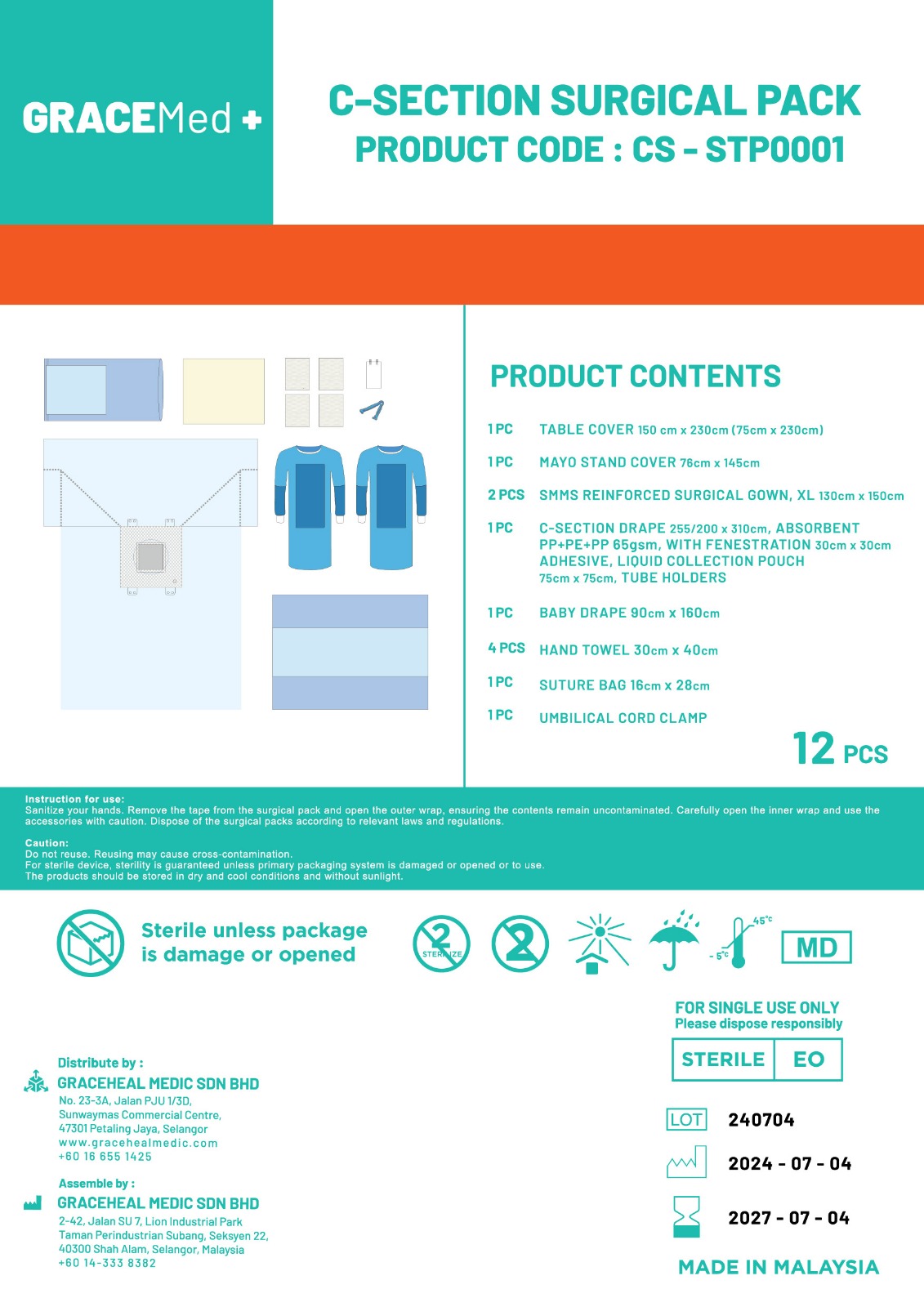 Disposable Single Use C-Section Pack